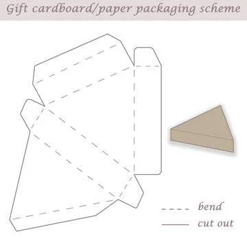 Triangle shaped printable packaging and wrapping scheme box for gifts and events Stock Illustration