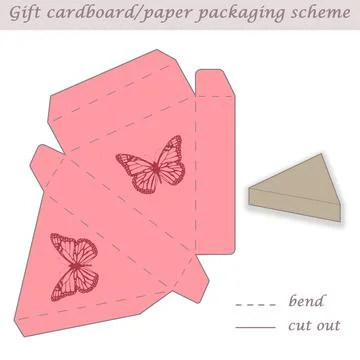 Triangle shaped printable packaging and wrapping scheme box for gifts and events Stock Illustration