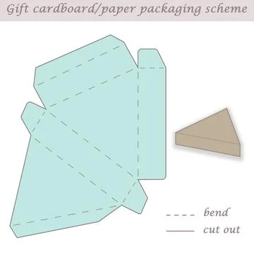 Triangle shaped printable packaging and wrapping scheme box for gifts and events Stock Illustration