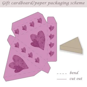 Triangle shaped printable packaging and wrapping scheme box for gifts and events Stock Illustration