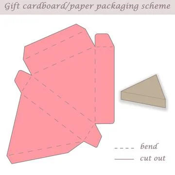 Triangle shaped printable packaging and wrapping scheme box for gifts and events Stock Illustration
