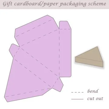 Triangle shaped printable packaging and wrapping scheme box for gifts and events Stock Illustration