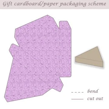 Triangle shaped printable packaging and wrapping scheme box for gifts and events Stock Illustration