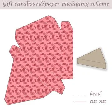 Triangle shaped printable packaging and wrapping scheme box for gifts and events Stock Illustration
