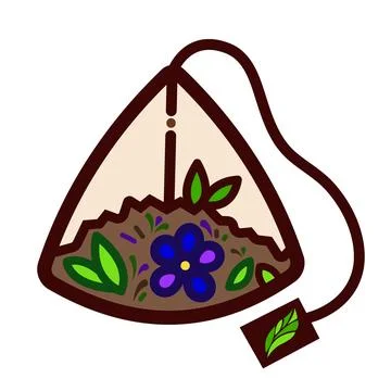 Triangle shaped tea bag colored vector icon Stock Illustration