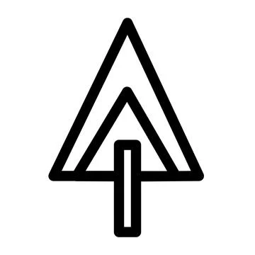 Triangle-shaped tree flat outline icon Stock Illustration