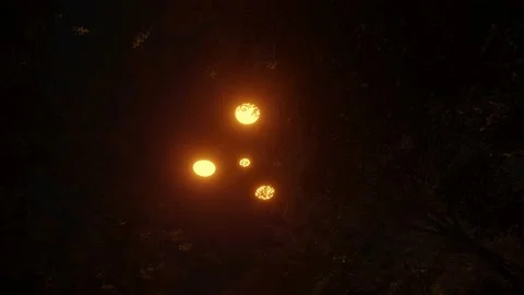 Triangle Shaped UFO Over Forest Trees Stock Footage 229628949