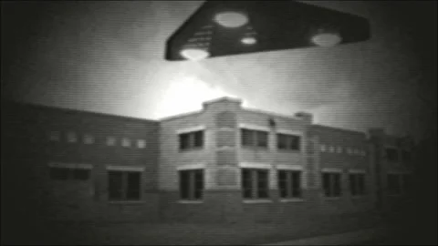 Triangle Shaped UFO over a school Stock Footage 197049860