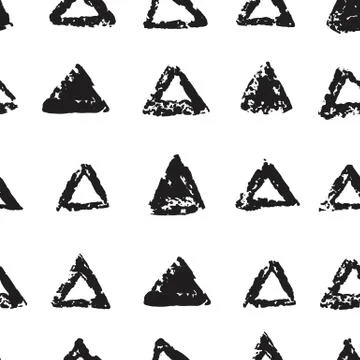 Triangle shapes grunge texture seamless pattern on white background. Stock Illustration
