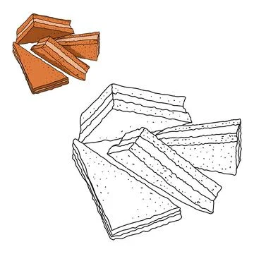 Triangle slice of brown sugar cake and chocolate with delicious coffee cream in  Stock Illustration