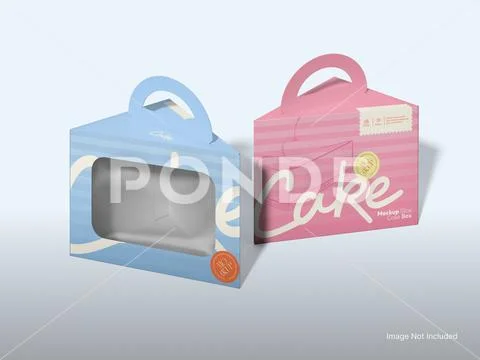 Triangle Slice Cake Box Mockup with Window Packaging 3D Rendering PSD Template