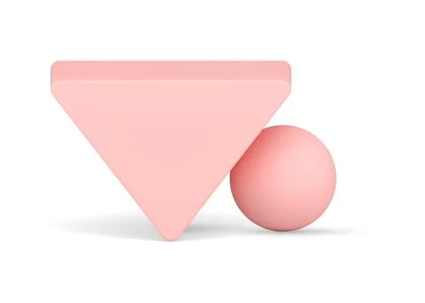 Triangle sphere math decorative podium pink vertical 3d basic foundation real Stock Illustration