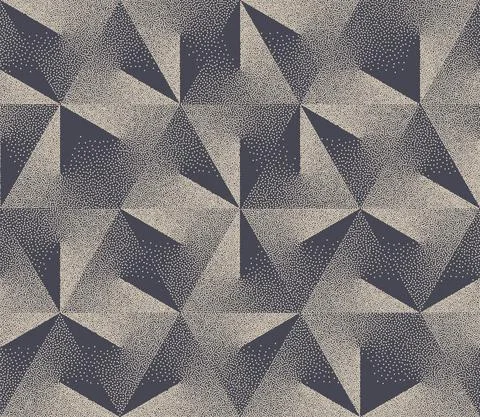 Triangle Spin Gradient Stipple Seamless Pattern Bauhaus Design Vector Background Stock Illustration