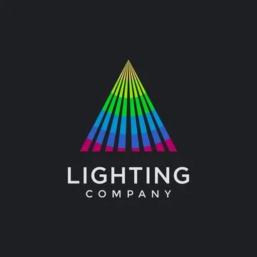 Triangle of spot lighting Logo Icon vector template on dark background Stock Illustration