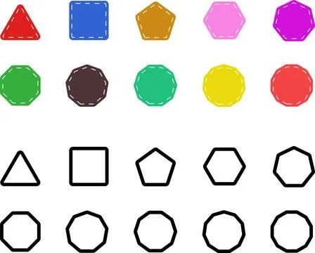 Triangle, square, pentagon, hexagon, heptagon, octagon, nonagon, decagon polygon イラスト素材