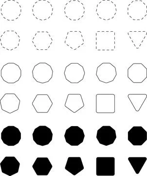 Triangle, square, pentagon, hexagon, heptagon, octagon, nonagon, decagon polygon イラスト素材