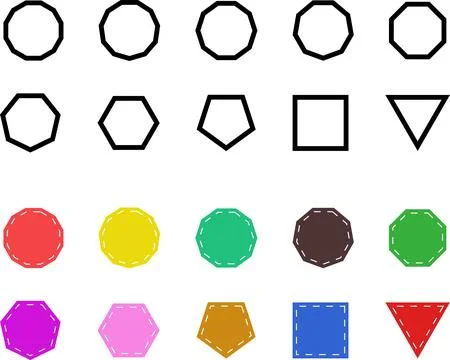 Triangle, square, pentagon, hexagon, heptagon, octagon, nonagon, decagon polygon イラスト素材