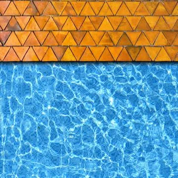 Triangle stone pavement with pool edge background Stock Photos