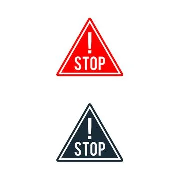 Triangle Stop Red Sign Icon Design Template Elements 스톡 일러스트