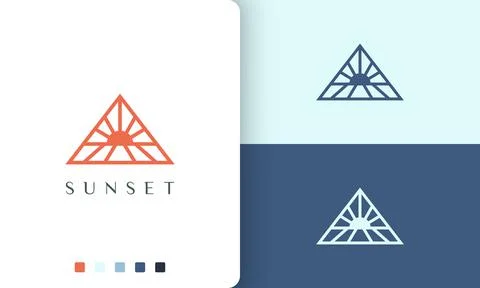 Triangle sun or sea logo in simple and minimalist style Stock Illustration