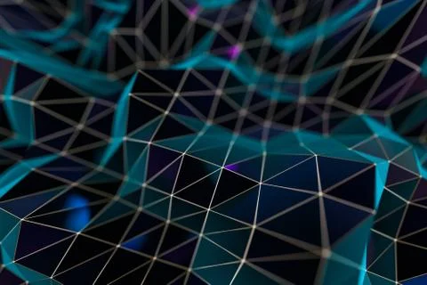 Triangle surface plane with structure lines, 3d rendering. Stock Illustration