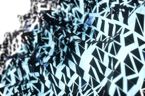 Triangle surface plane with structure lines, 3d rendering. 스톡 일러스트