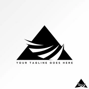Triangle with swoosh negative space like wing fast aero stripe travel brand Stock Illustration
