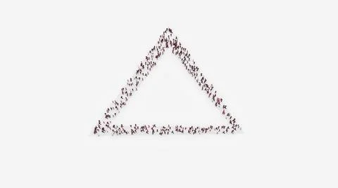 Triangle symbol Isolated Group of different People. 3d rendering Illustration