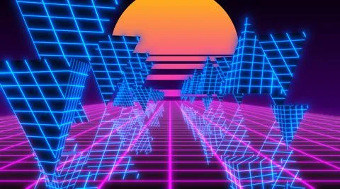 Triangle Synthwave Vaporwave Retrowave Glitch futuristic 80's VJ DJ Stock Illustration