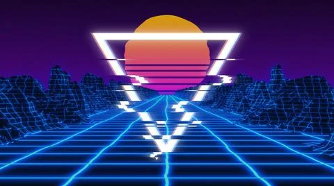 Triangle Synthwave Vaporwave Retrowave Glitch futuristic 80's VJ DJ  Stock Illustration