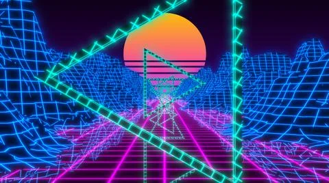 Triangle Synthwave Vaporwave Retrowave Glitch futuristic 80's VJ DJ  Stock Illustration