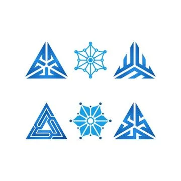 Triangle technology logo design templates vector Set Illustrazione stock