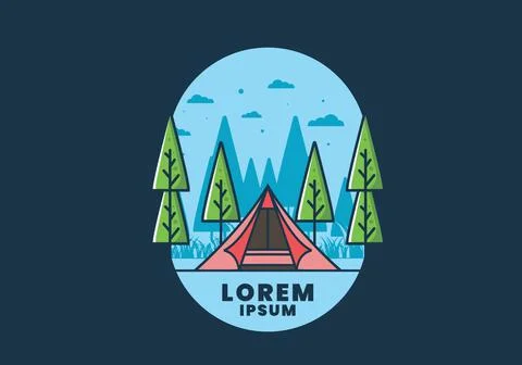Triangle tent camping flat illustration 스톡 일러스트