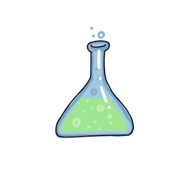 Triangle Test tube vector color outline sketch icon isolated on white backgro イラスト素材