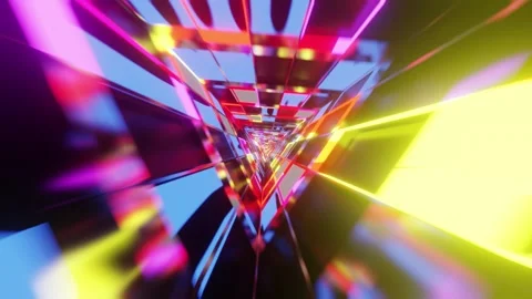 Triangle textured rainbow glass VJ tunnel loop Stock-Footage 320292179