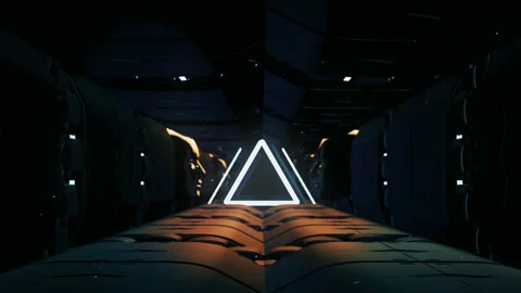 Triangle Tunnel in a 3D animation Stock Footage 239091817