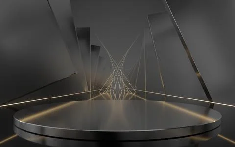 Triangle tunnel with cubes on sides, 3d rendering. Stock Illustration