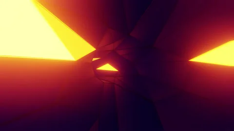 Triangle tunnel fast strobe yellow gold 3d Stock Footage 163452967