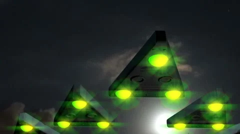 Triangle UFO alien ship 2 formation Stock Footage