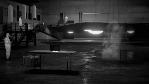 Triangle UFO in Hangar Stock Footage 197013004