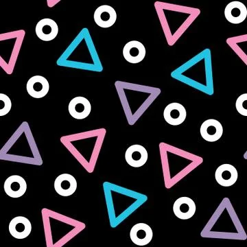 Triangle vector seamless pattern - 80s, 90s style background Stock Illustration