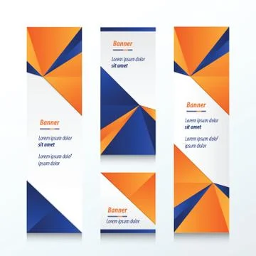 Triangle Vertical Banner  orange and blue Stock Illustration