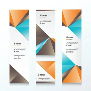 Triangle Vertical Banner Orange, blue, brown Stock Illustration