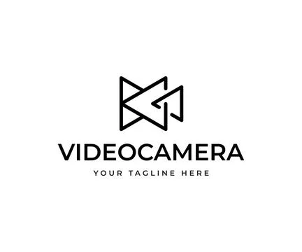 Triangle video camera logo design. Camcorder vector design. Geometric logotype Stock Illustration