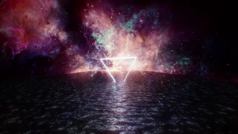 Triangle VJ Neon Glow Universal Background Stock Footage 232085999