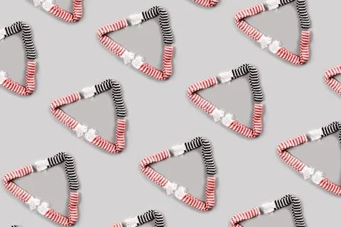 Triangle from warm scarves. Spring bad weather. Stock Photos