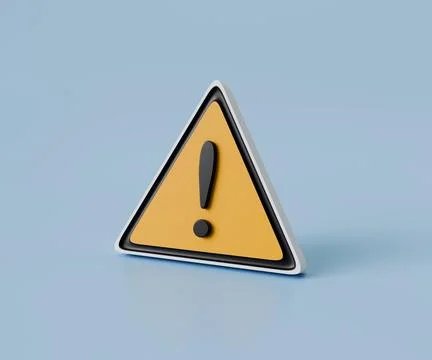 Triangle warning sign on blue background. 3d illustration. Stock Photos