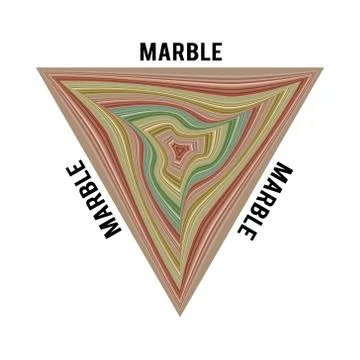 Triangle with wavy lines. a pattern of marbles in a triangle on a white backg Illustrazione stock