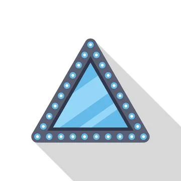 Triangle window with blue glass and round lamps is shining on white background Ilustración de archivo
