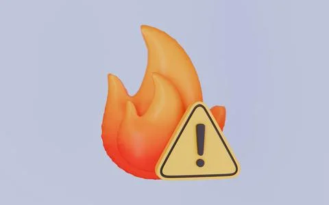 Triangle yellow fire warning 3d illustration Stock Illustration